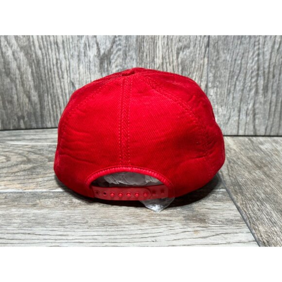 Vintage BRCF Embroidered Corduroy Snapback Trucker Hat Made in USA Red - Picture 6 of 9